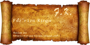 Fórizs Kinga névjegykártya