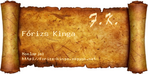 Fórizs Kinga névjegykártya