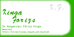 kinga forizs business card